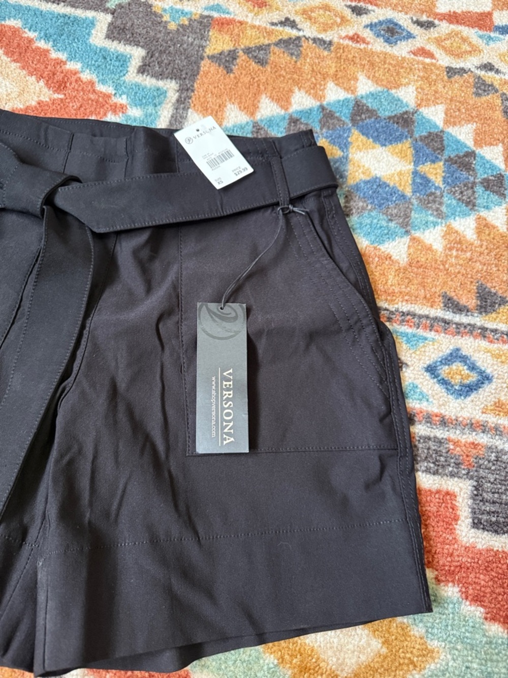 NWT ladies Versona black dress short with removable tie belt